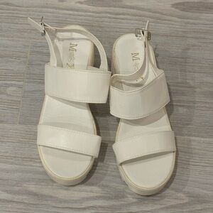 White chunky platform strappy sandals